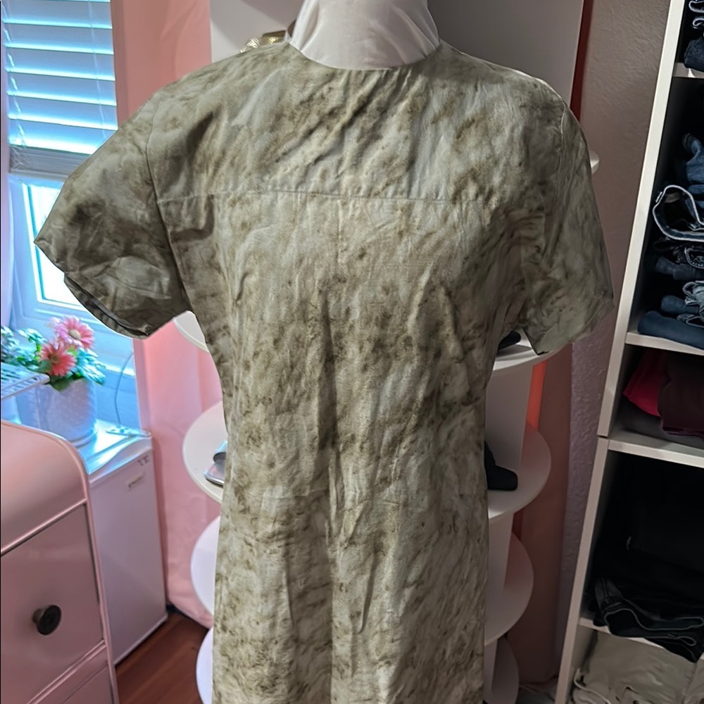 Green Tie-Dye Short Sleeve Dress